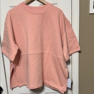NWT ROUCHA Taxie Fleece Pink Blush Short Sleeve Women's Top C: 28” L 26”